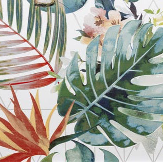 DECOR GARDEN - Azulejo decorado para Muro - Pasta Blanca - Metalizado - Mate y Brillo - Rectificado 33x100 cm / Set de 2 Pz / Precio por Caja con 0.66 m2