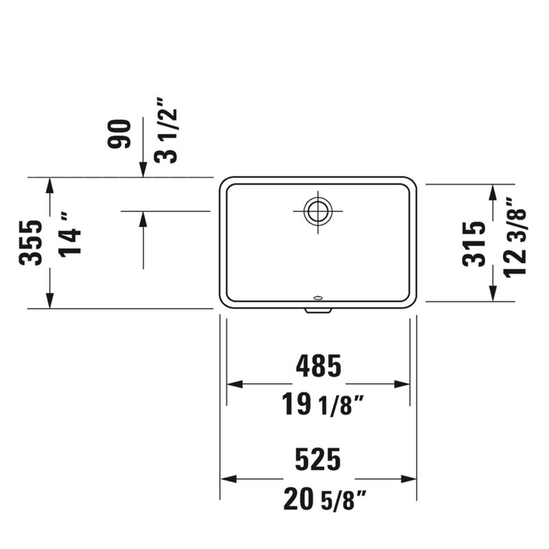 Lavabo Vero Bajo Cubierta con Rebosadero Duravit 48.5x31.5 cm 0330480000