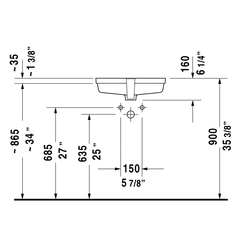 Lavabo Vero Bajo Cubierta con Rebosadero Duravit 48.5x31.5 cm 0330480000