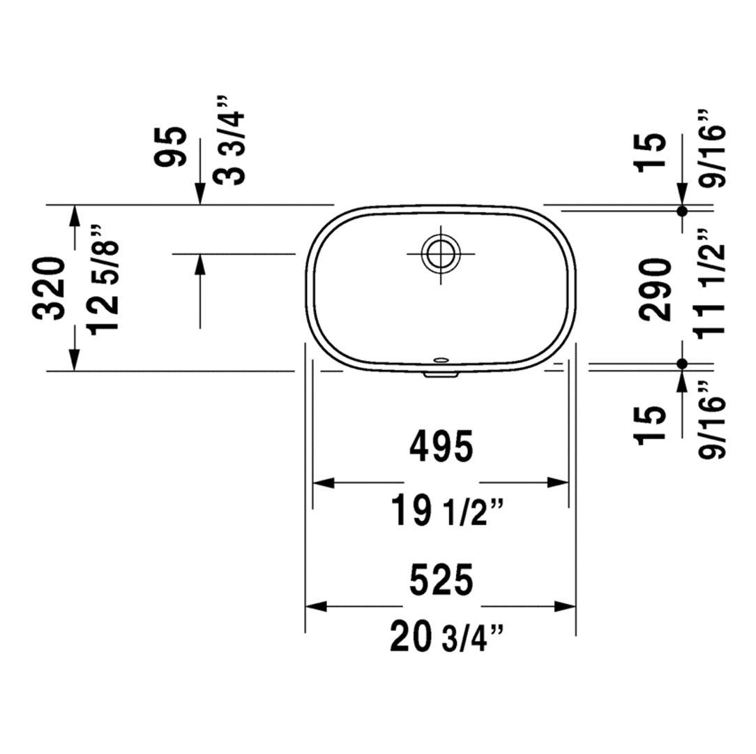 Lavabo D-Code Bajo Cubierta con Rebosadero 49.5x29x17.5 cm Duravit 0338490000