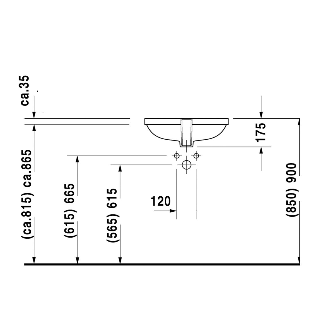 Lavabo D-Code Bajo Cubierta con Rebosadero 49.5x29x17.5 cm Duravit 0338490000