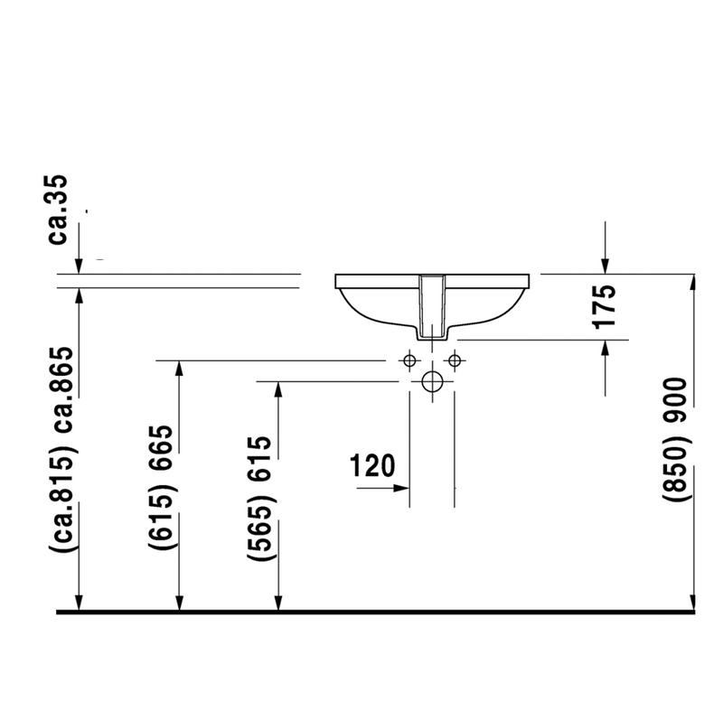 Lavabo D-Code Bajo Cubierta con Rebosadero Duravit 49.5x29x17.5 cm 0338490000