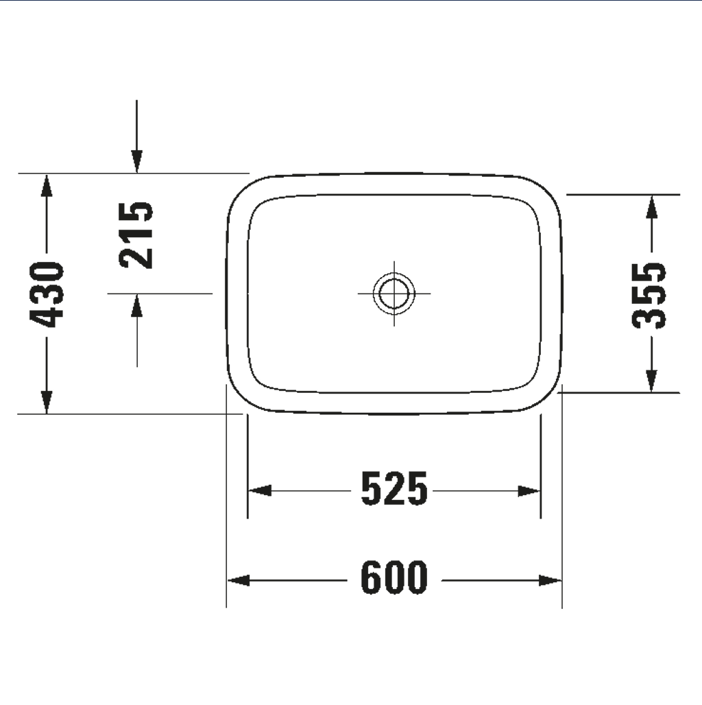 Lavabo DuraStyle Semi Empotrado sin Rebosadero 60x43x4.5/10 cm Duravit 0372600000