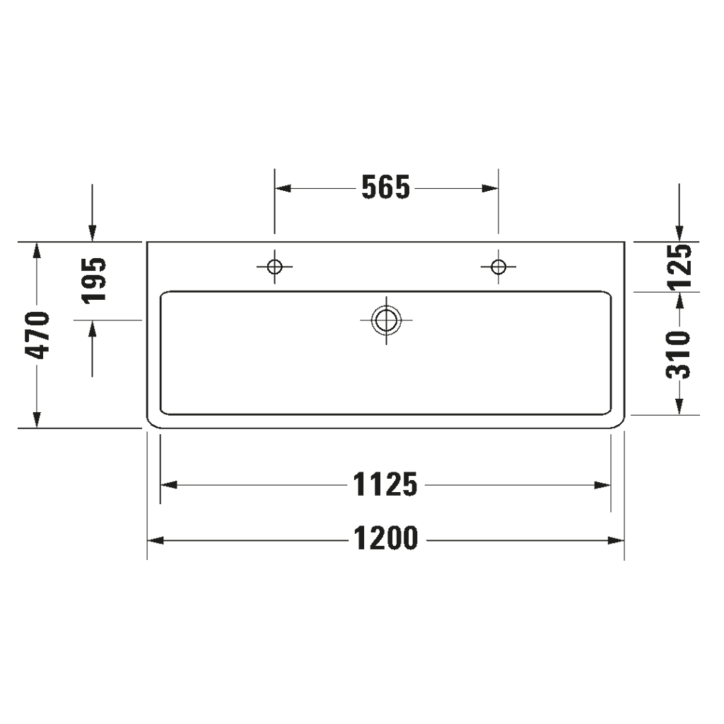 Lavabo Vero Sobre Cubierta con Rebosadero 120x47x13 cm Duravit 0454120024