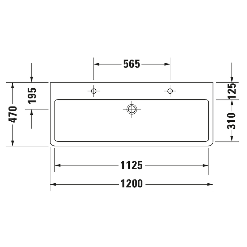 Lavabo Vero Sobre Cubierta con Rebosadero Duravit 120x47x13 cm 0454120024