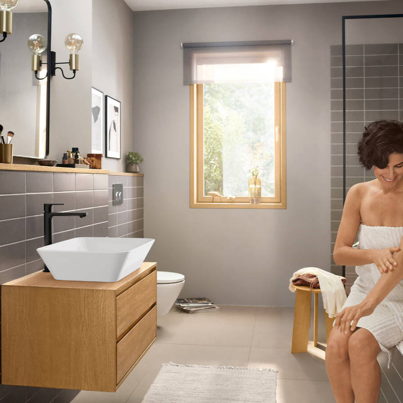Rebris E Monomando de lavabo 240 CoolStart con vaciador automático Negro Mate Hansgrohe 72581670 Essentials