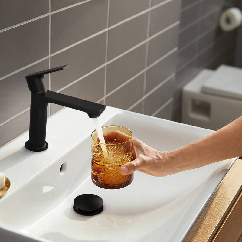 Rebris E 110 Monomando de lavabo CoolStart sin vaciador Negro Mate Hansgrohe 72560670 Essentials