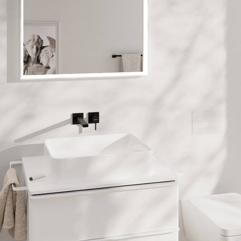 Tecturis E Mezclador monomando de lavabo empotrado con caño 22.5 cm Negro Mate Hansgrohe 73051670 Essentials