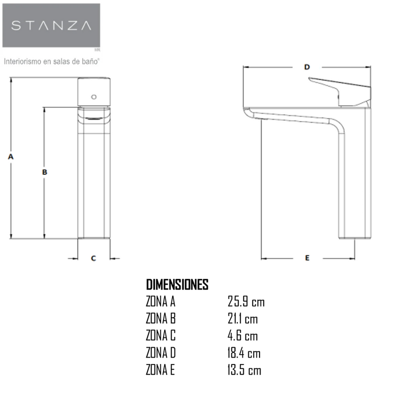 Monomando Alto para Lavabo FONTE® Cromo STANZA 21.2156.21