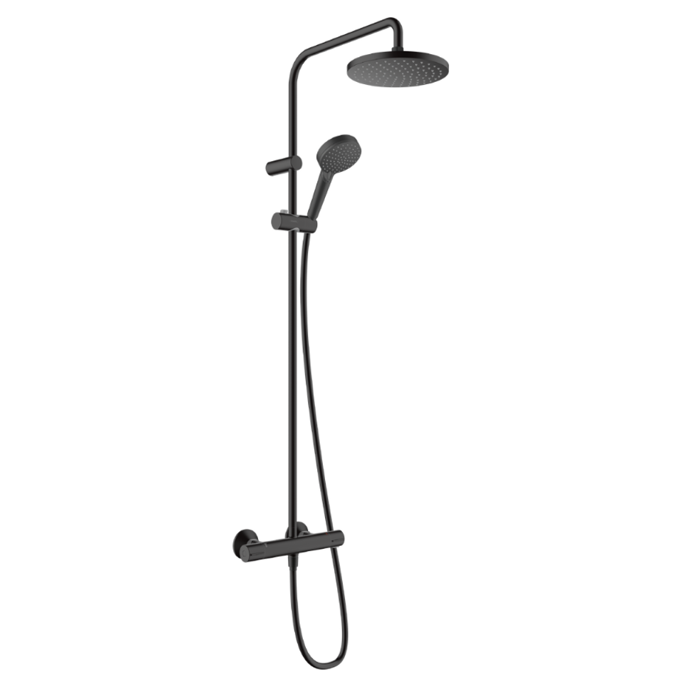 Vernis Blend Showerpipe 200 1jet EcoSmart con termostato Negro Mate Hansgrohe 26089670 Essentials