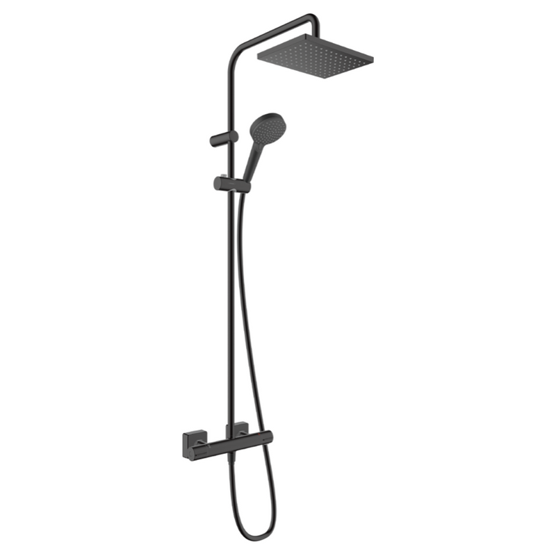 Vernis Shape Showerpipe 230 1jet EcoSmart con Termostato Negro Mate Hansgrohe 26097670 Essentials