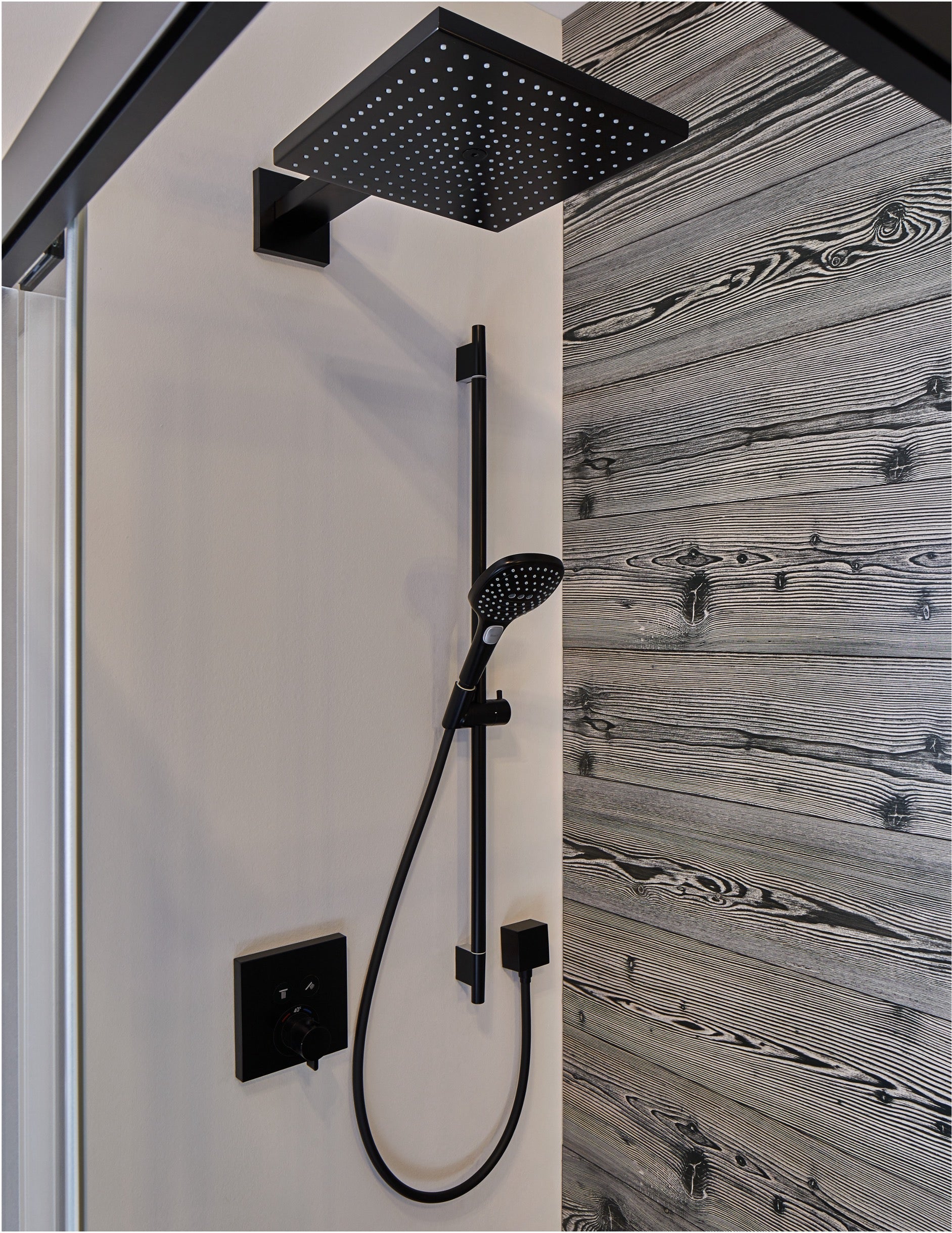 Raindance E Ducha Fija 300 1jet con Brazo 30x30 cm Cromo Negro Cepillado Hansgrohe 26238340 Essentials