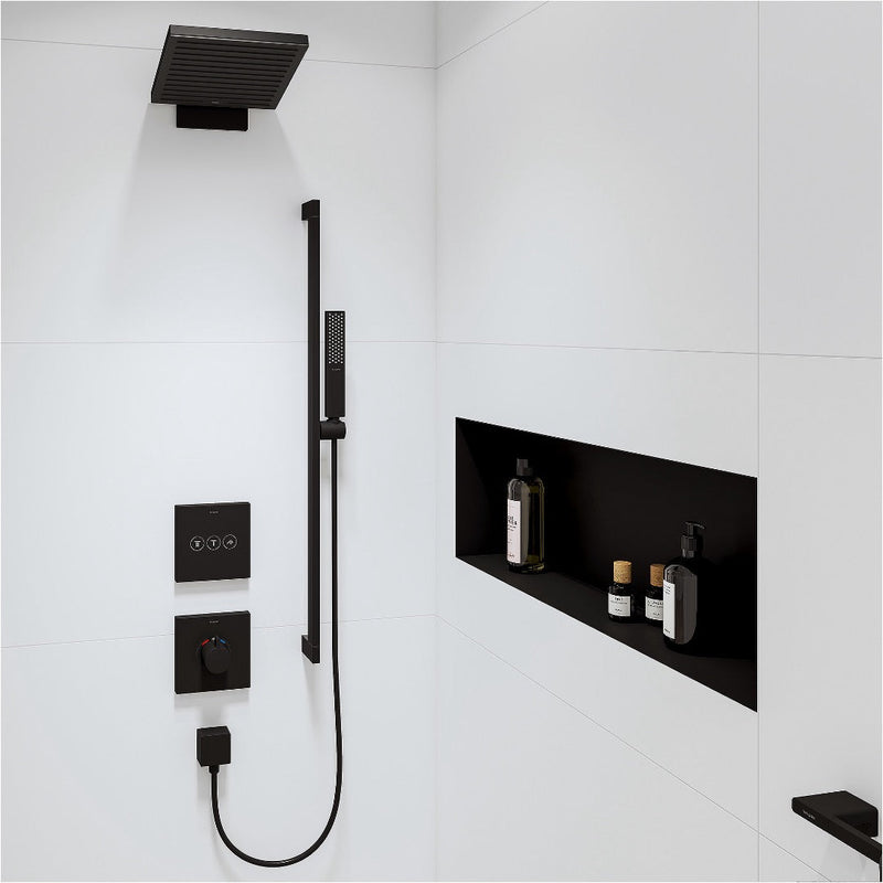 Raindance E 300 1jet ducha con brazo a techo Ecosmart 9 l/min 30x30 cm Negro Mate Hansgrohe 26250670 Essentials