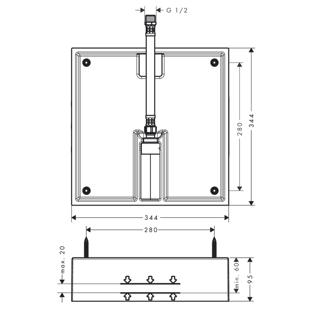 Set básico para Raindance E Ducha fija 400 40x40 1jet Hansgrohe 26254180 Essentials