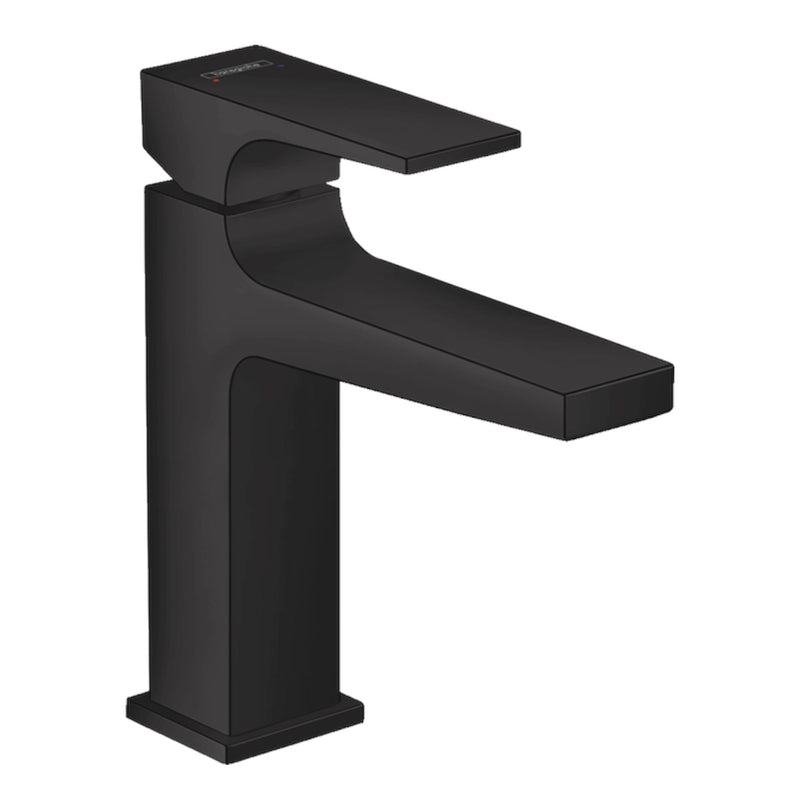 Metropol Monomando de Lavabo 110 con Vaciador Push-Open Negro Mate Hansgrohe 32507670 Essentials