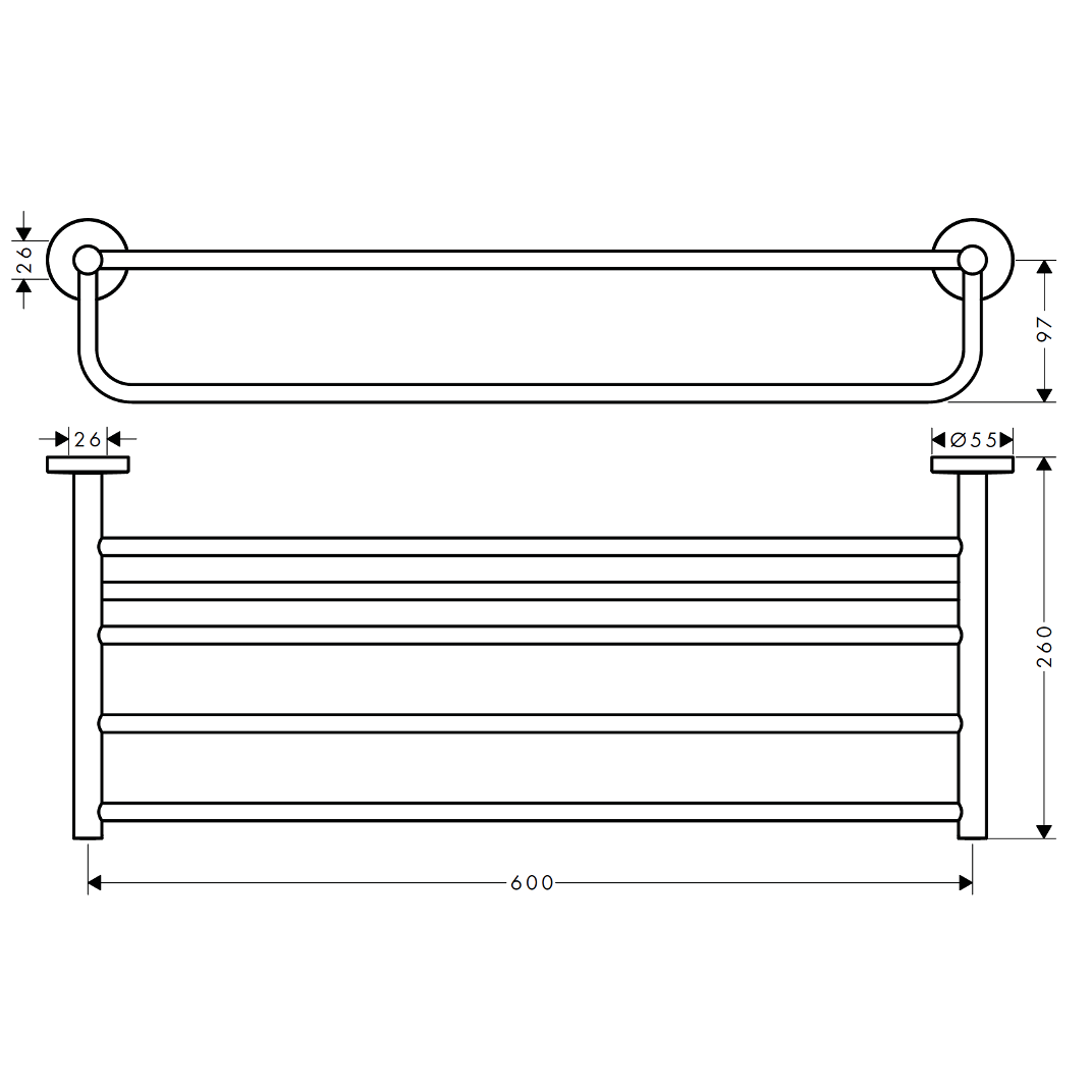 Toallero Hotelero de Repisa Cromo Logis Universal Hansgrohe 41720000