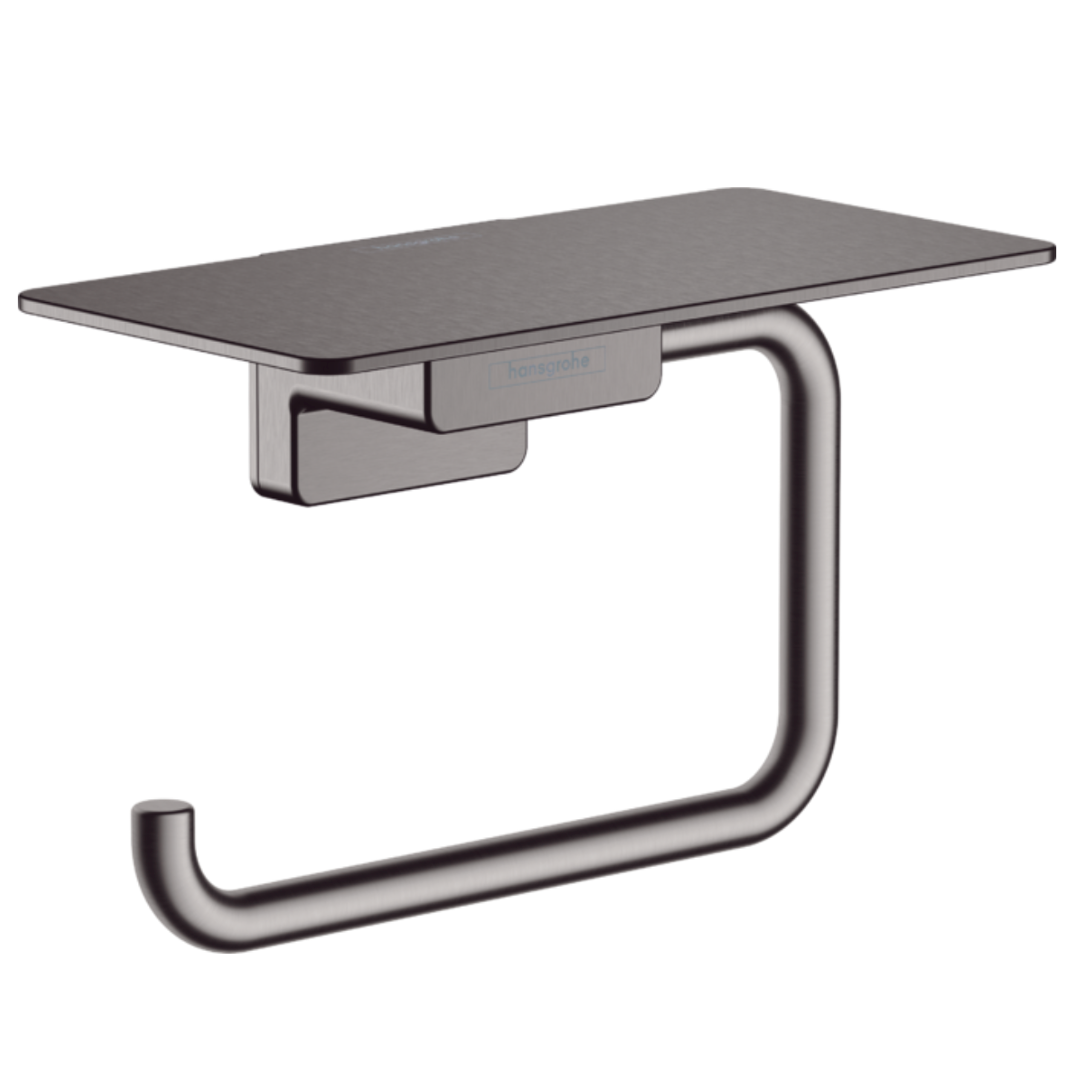 Addstoris Portarrollos con Repisa Cromo Negro Cepillado Hansgrohe 41772340 Essentials