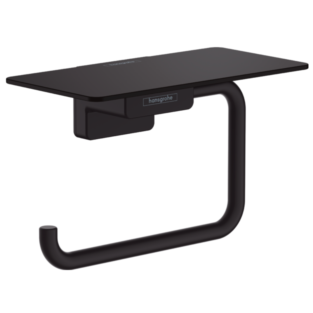 Addstoris Portarrollos con Repisa acabado Negro Mate Hansgrohe 41772670 Essentials
