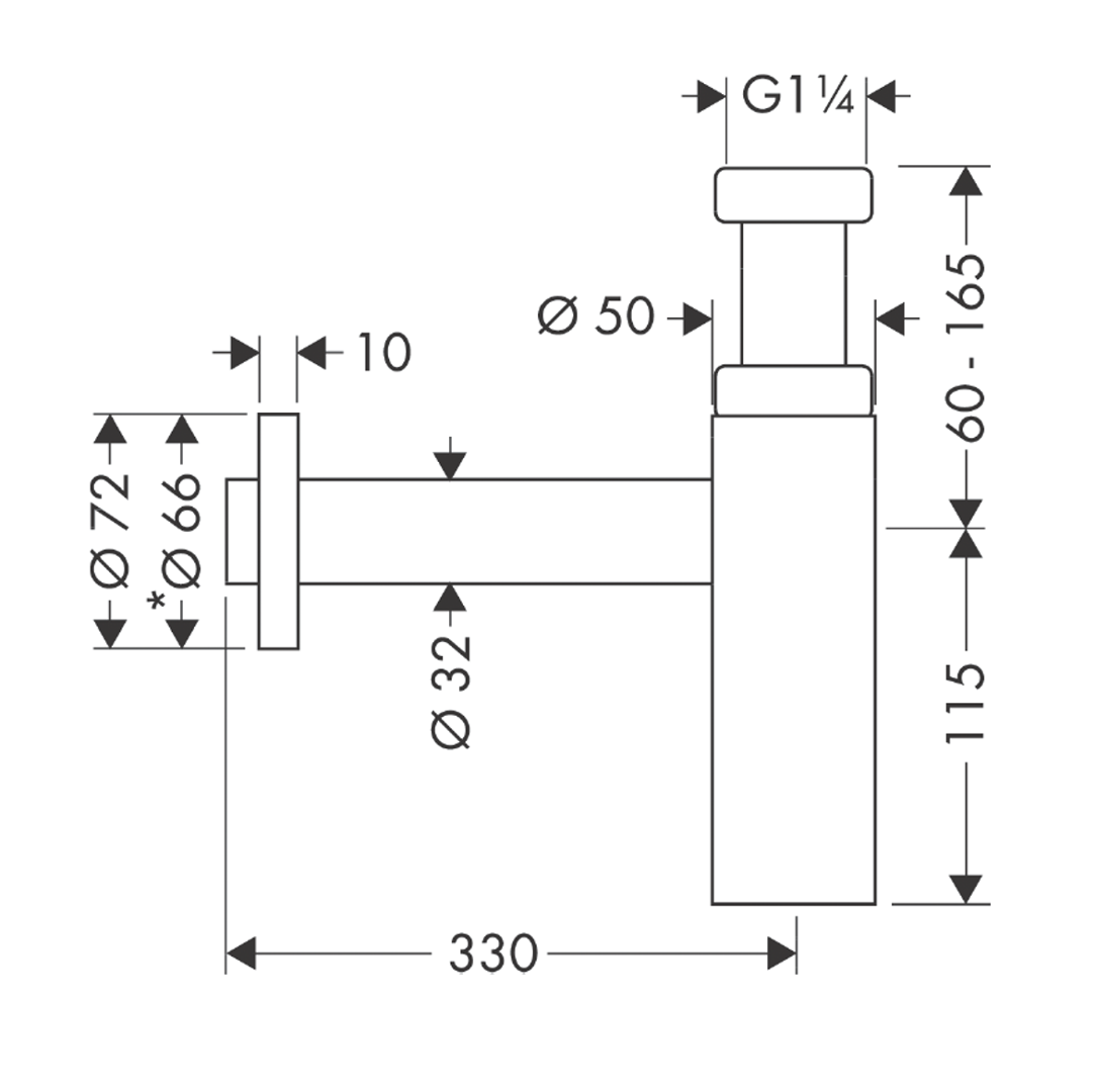Céspol Sifón Flowstar S cromo Hansgrohe 52105000 Essentials