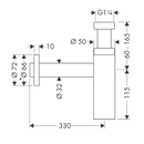 Céspol Sifón Flowstar S acabado Cromo Negro Cepillado Hansgrohe 52105340 Essentials