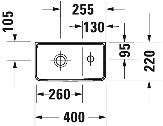 Lavabo D-Neo Montaje a Muro sin Rebosadero 40x22x12 cm Duravit 0739400041
