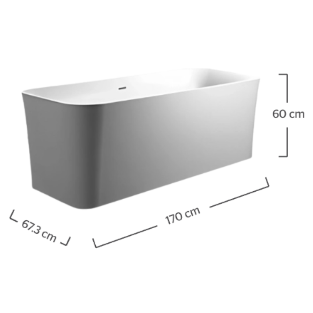 Tina freestanding con hidromasaje rectangular (21TFH.3) Color blanco mate, acrí­lico, capacidad 310L.