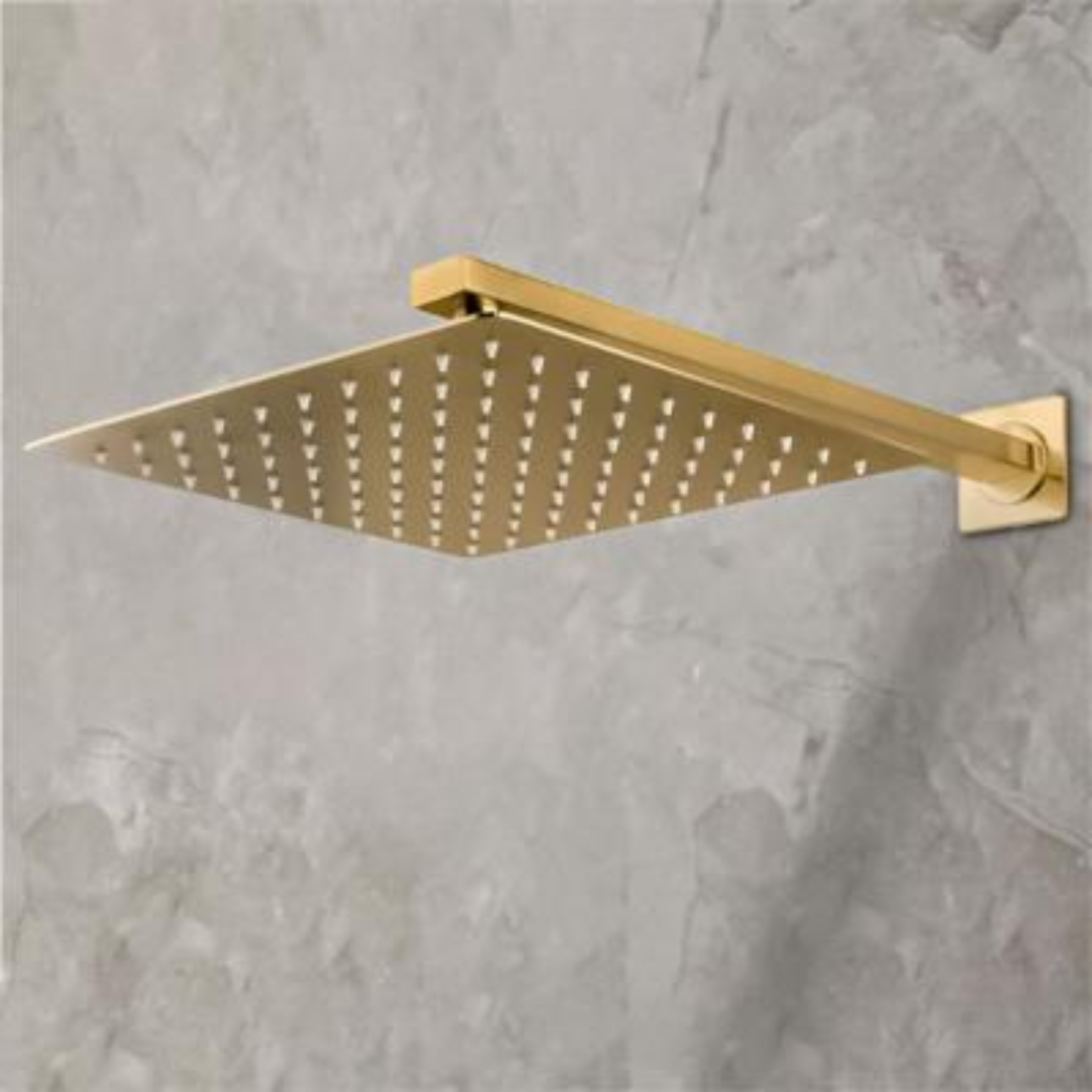 Regadera Cuadrada 25x25 cm con Brazo acabado Acero Inoxidable Oro Cepillado TB43.902BG