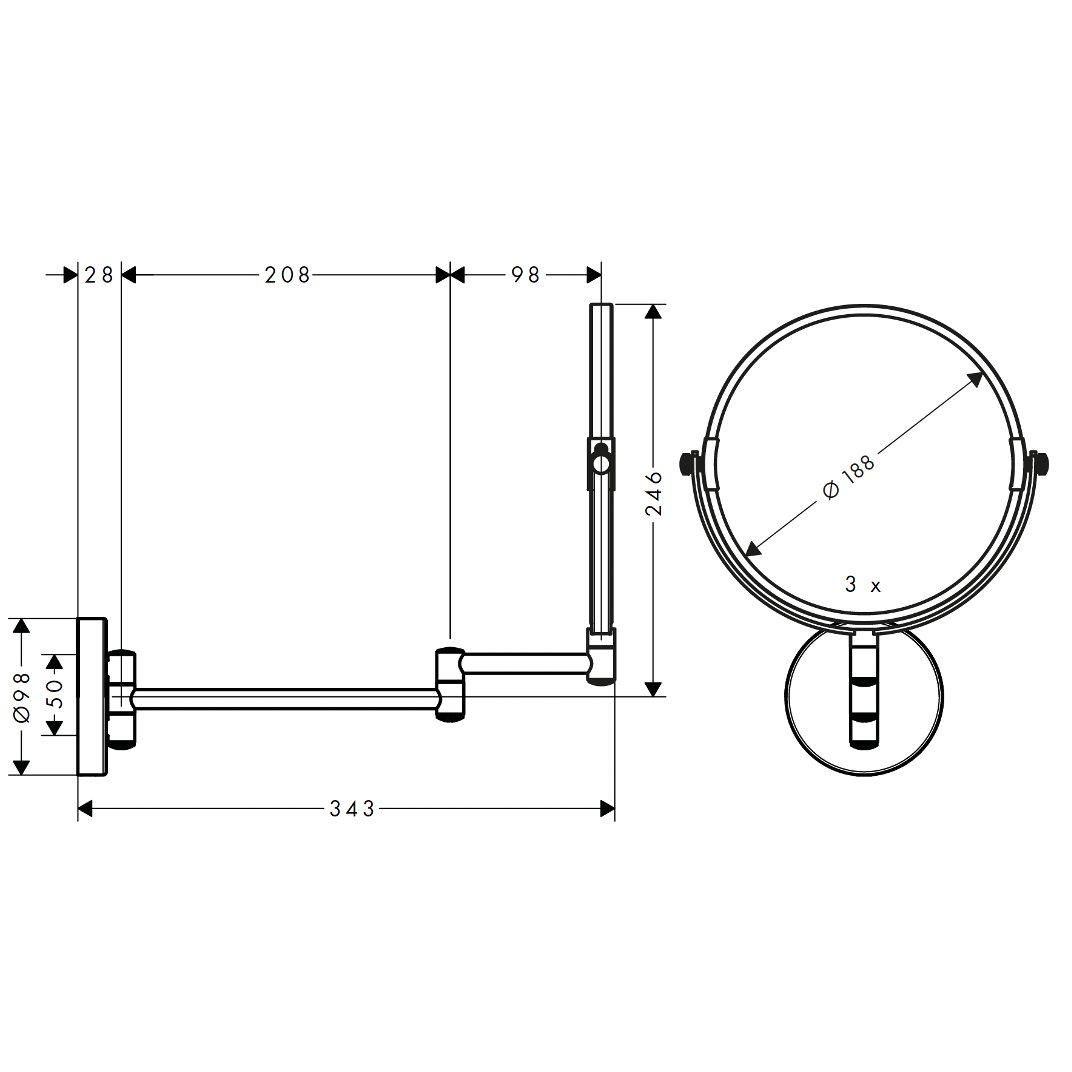 Logis Universal Espejo de Tocador Cromo Hansgrohe 73561000