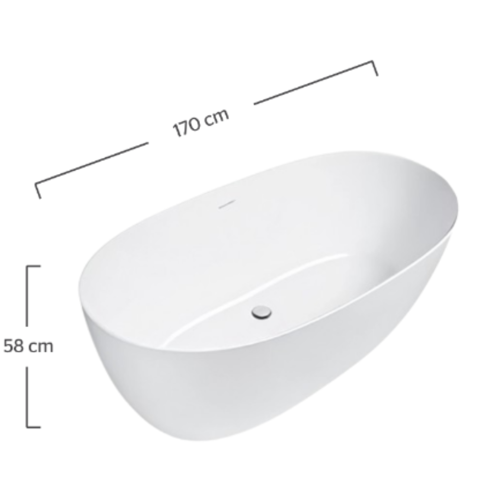 Tina URREA freestanding con hidromasaje ovalada (20TFH.3) Color blanco, capacidad 310L.