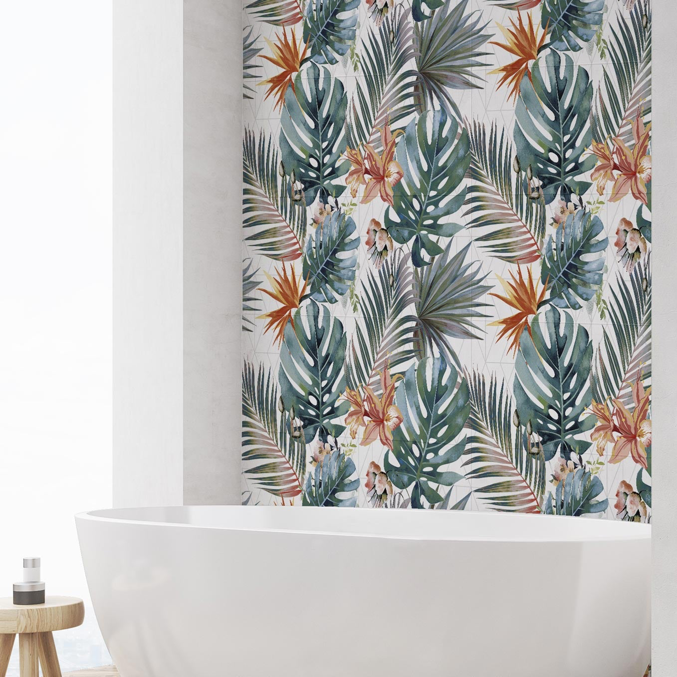 DECOR GARDEN - Azulejo decorado para Muro - Pasta Blanca - Metalizado - Mate y Brillo - Rectificado 33x100 cm / Set de 2 Pz / Precio por Caja con 0.66 m2