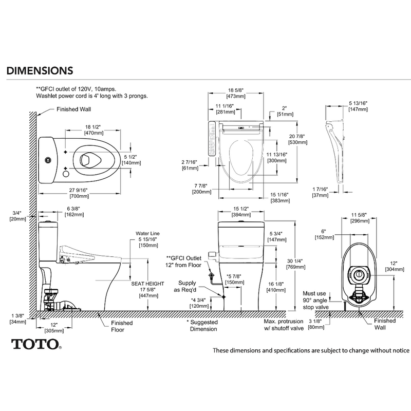 TOTO Aquia® IV - Washlet®+ C2- Inodoro de Dos Piezas  - 1.28 GPF y 0.9 GPF MW4463074CEMFGN