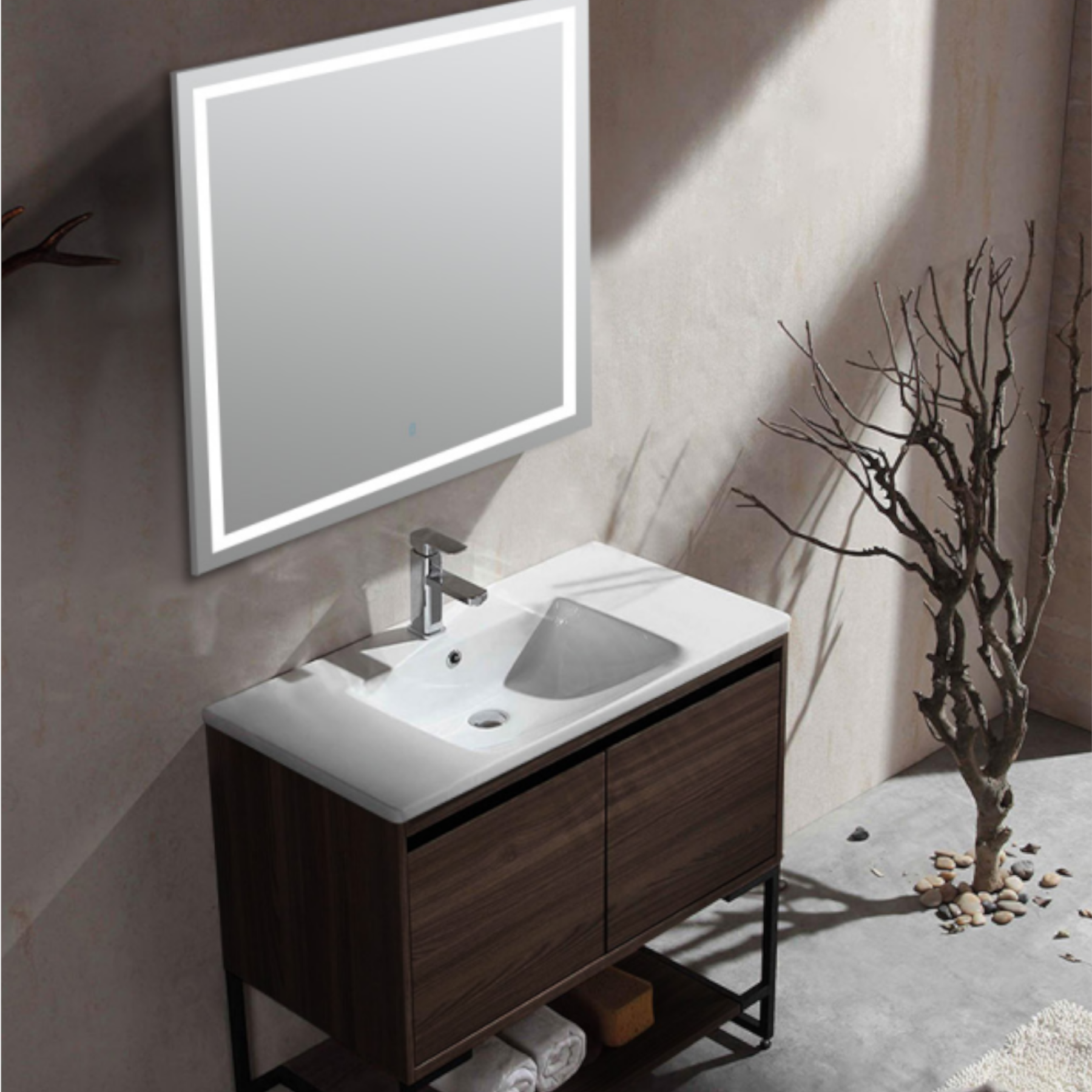 Gabinete para Baño con Lavabo integrado a Cubierta. Medidas 100x46x85 cm.