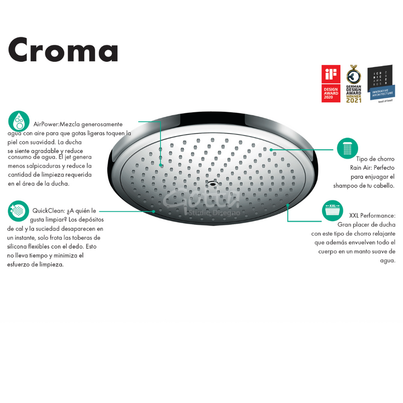 Croma Ducha de muro Croma 280 1jet Cromo Hansgrohe 26220000 Essentials