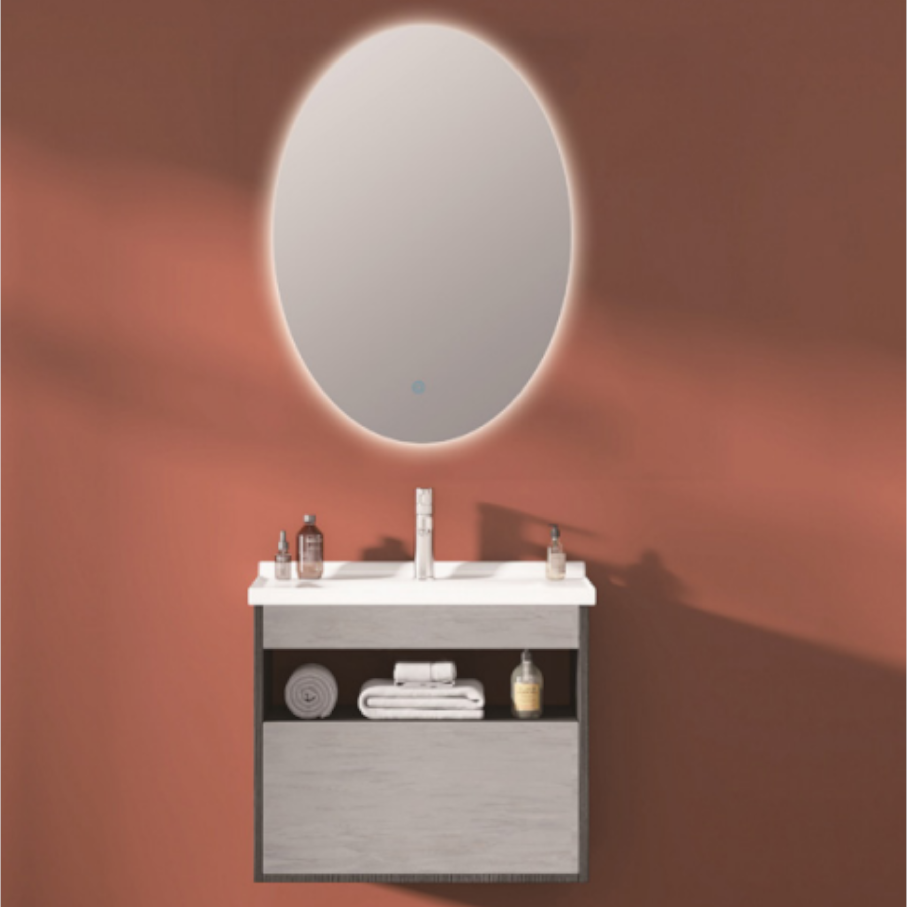Gabinete para Baño con Lavabo integrado a Cubierta. Medidas 60x46x50 cm.