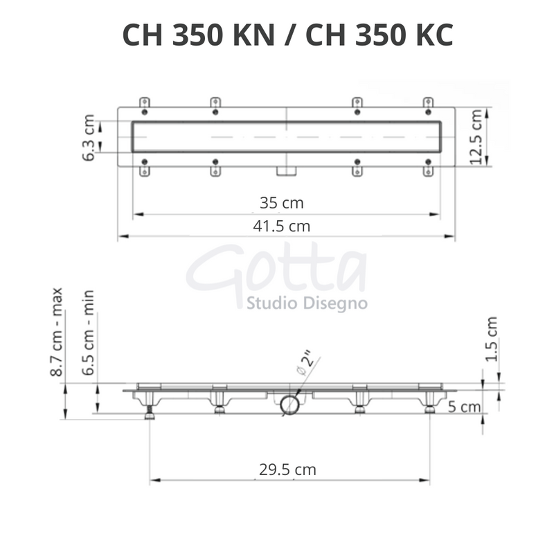 Desagüe Lineal Negro para Inserto 35 cm Chudej CH 350 KC