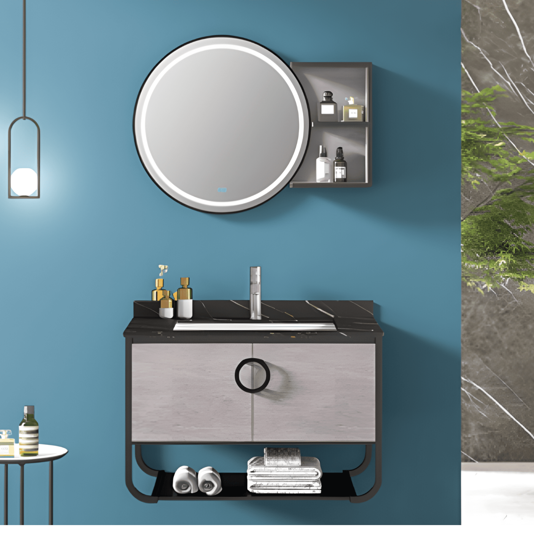 Gabinete para Baño con Lavabo integrado a Cubierta. Medidas 80x50x50 cm.