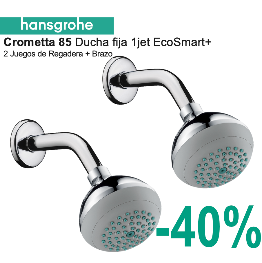 2 Sets de Regadera Crometta 85 con Brazo de la marca alemana HANSGROHE a SUPER PRECIO!!
