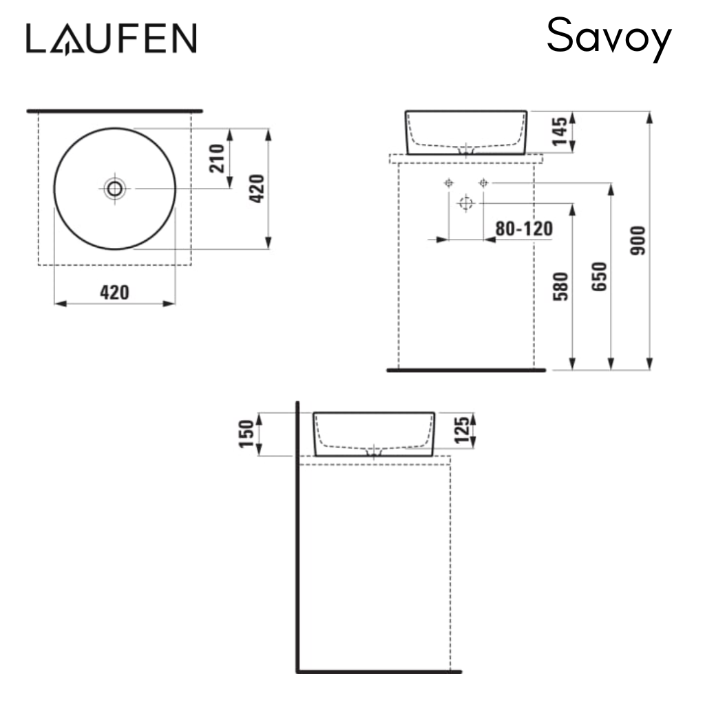 Laufen Lavabo Savoy Sobre Encimera Diámetro 42x14.5 cm Laufen H8.1294.2000.1121
