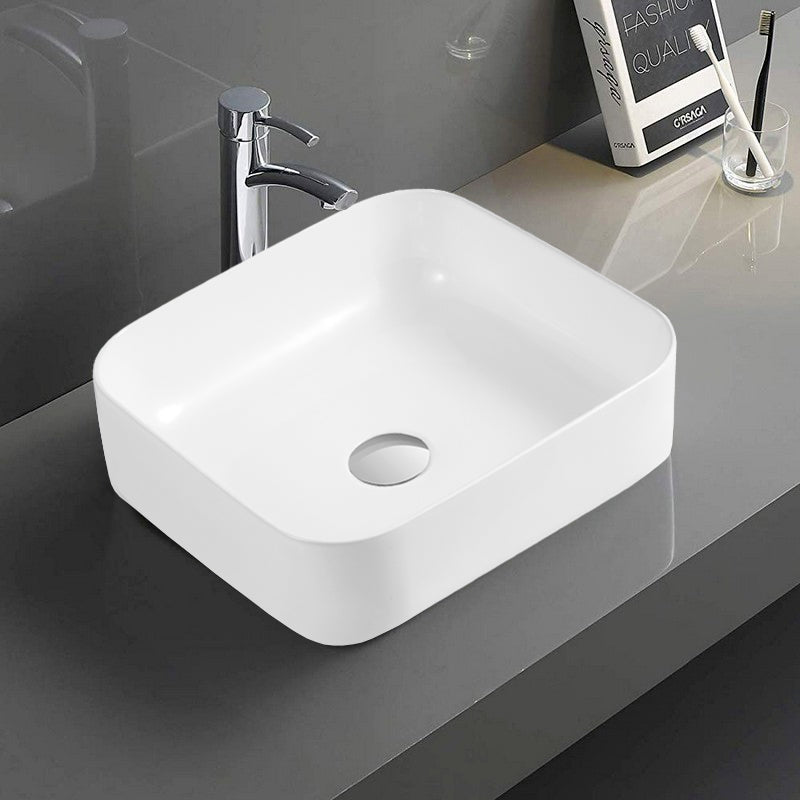 Lavabo de Sobrecubierta sin Rebosadero 38.5x38.5x14 cm Cerámica blanco brillante Square LAV385385140B ArtexaBath
