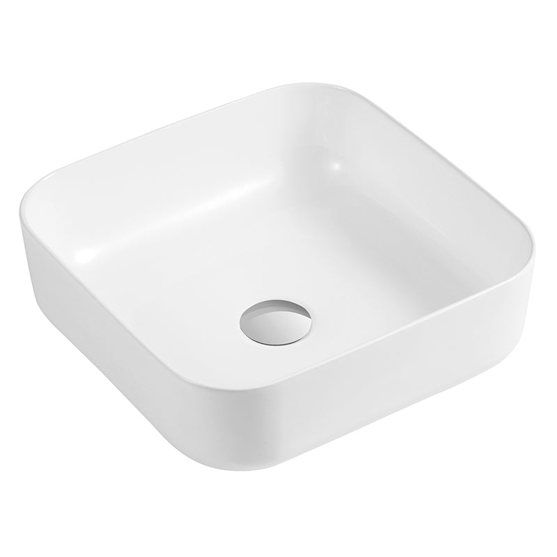 Lavabo de Sobrecubierta sin Rebosadero 38.5x38.5x14 cm Cerámica blanco brillante Square LAV385385140B ArtexaBath
