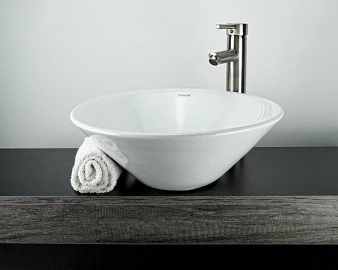 Lavabo Cerámico de Sobrecubierta sin Rebosadero Diámetro 42x15 cm