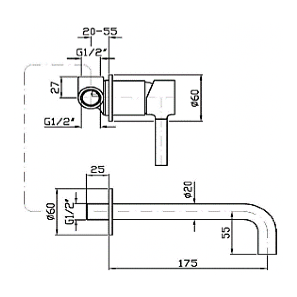 Monomando a Muro para Lavabo Negro Mate PAN® STANZA 21.2124.37 ¡DISPONIBLE PARA ENTREGA!