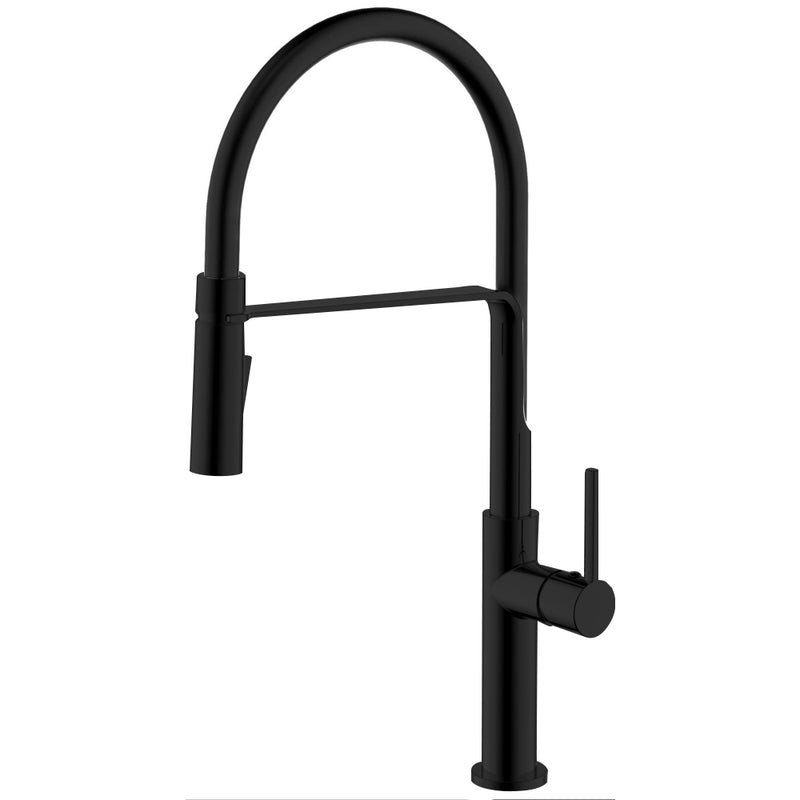 Monomando para Cocina con Cuello Flexible Negro Mate Tecnobath