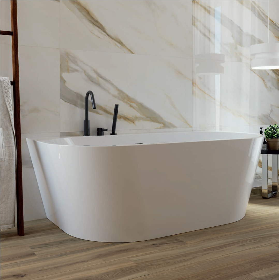 AIDAR - Tina Freestanding Ovalada a Pared en Acrílico 170x80x57 cm -Acabado Mate o Brillante- Producto Español ¡DISPONIBLE PARA ENTREGA INMEDIATA!