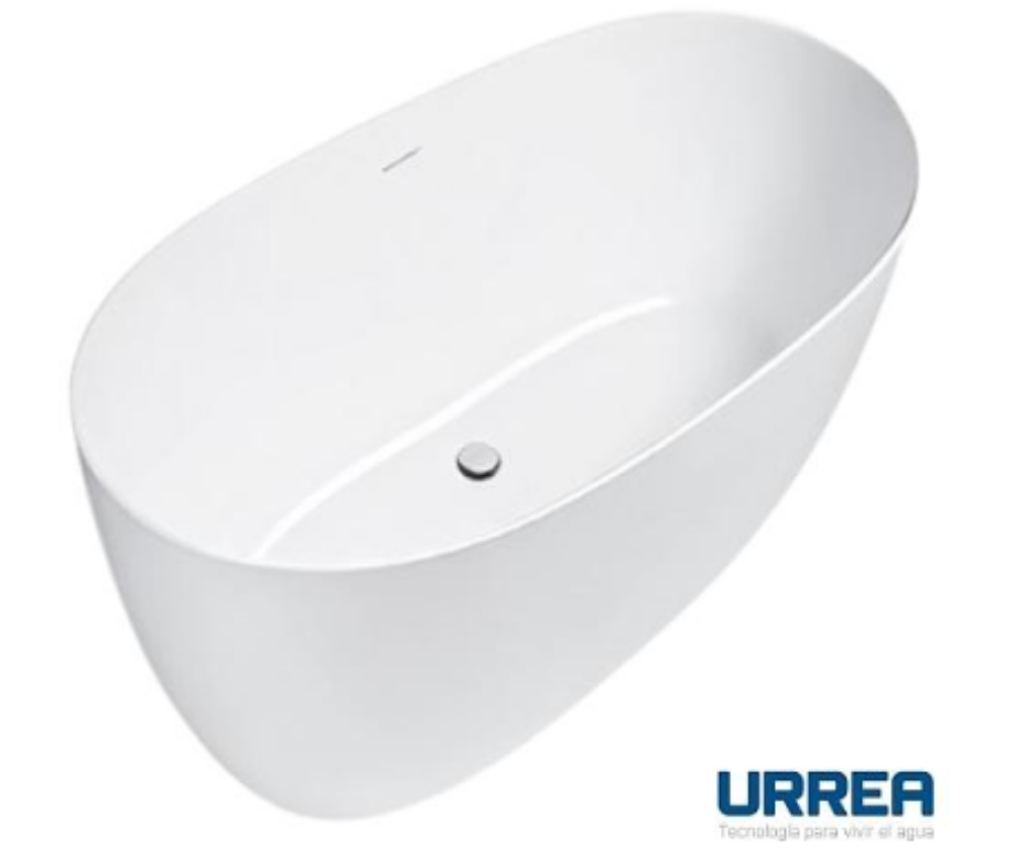 Tina URREA freestanding con hidromasaje ovalada (20TFH.3) Color blanco, capacidad 310L.