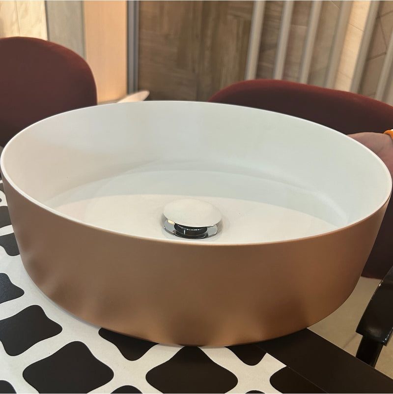 Lavabo fabricado en Solid Surface de sobre encimera Rin Cobre diámetro 39 cm