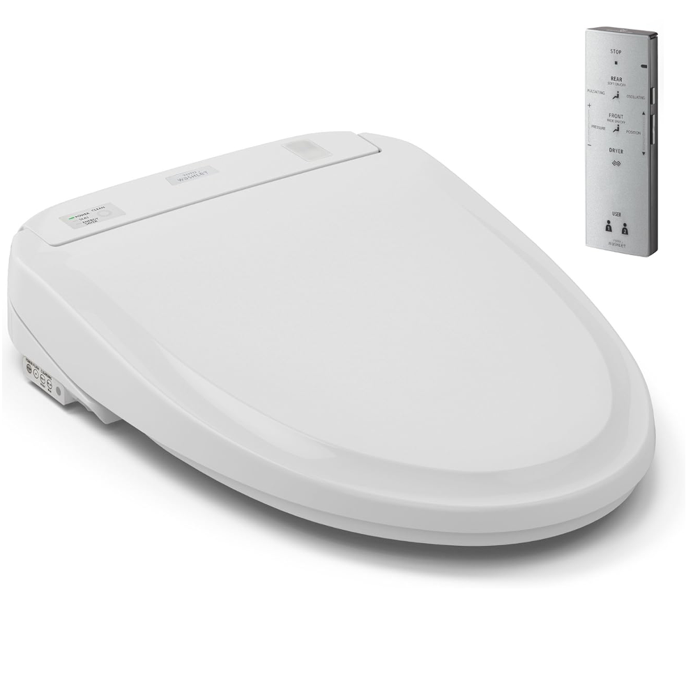 TOTO Washlet® S350e - Asiento Electrónico alargado para Inodoro con EWATER+® limpiador Premist, Apertura y Cierre Automático, Asiento, Lavado y Secado configurable, Luz nocturna SW584#01