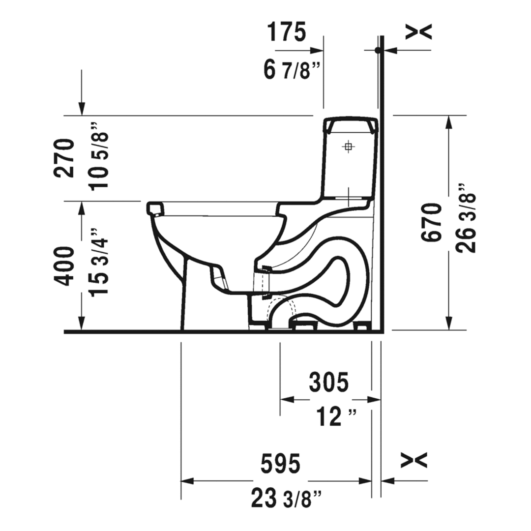 WC One Piece Starck 3 de Porcelana Single Flush con Asiento Soft Close y Sifón completamente Vitrificado Duravit ST3 2120010215