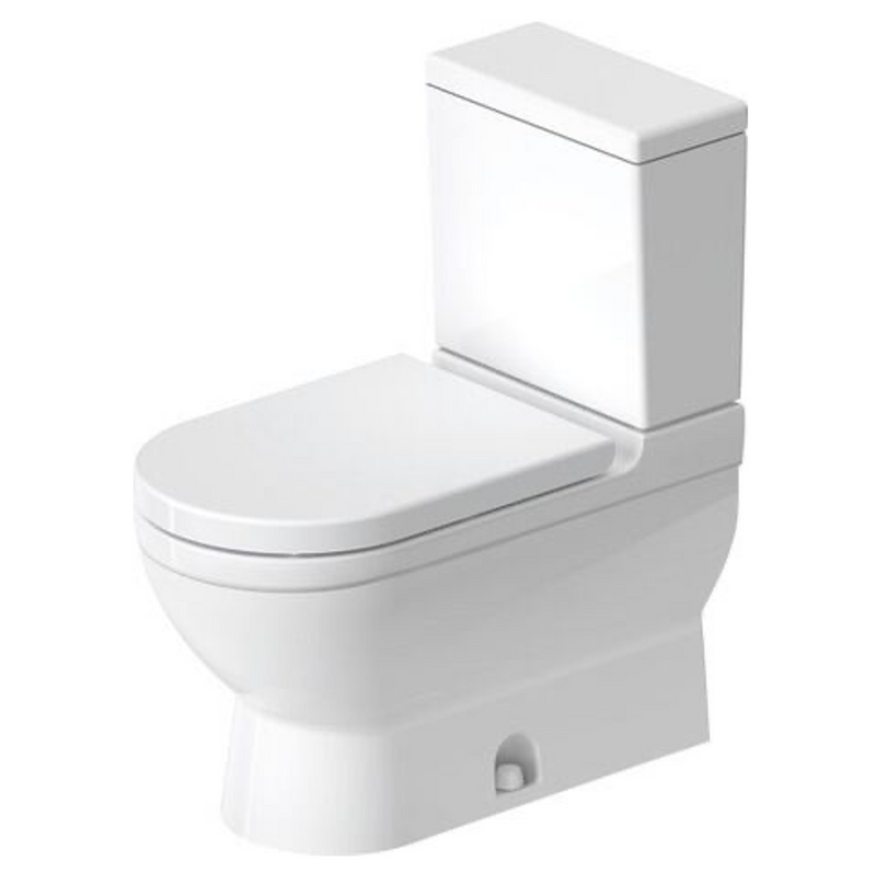 WC Dos Piezas Starck 3 fabricado en Porcelana con Palanca de accionamiento lateral izquierda Asiento Soft Close y Sifón completamente Vitrificado Duravit ST3 2125011014