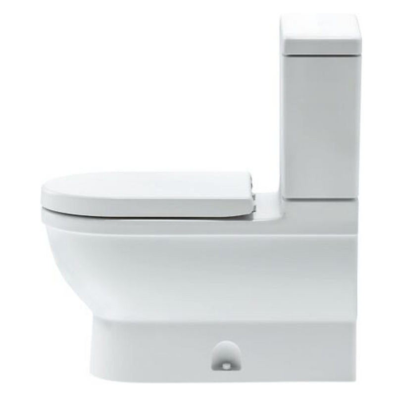 WC Dos Piezas Starck 3 fabricado en Porcelana con Palanca de accionamiento lateral izquierda Asiento Soft Close y Sifón completamente Vitrificado Duravit ST3 2125011014